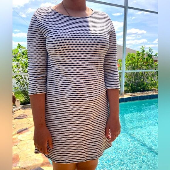 Cache White/Black Stretch Mini Dress Size L - Picture 1 of 7